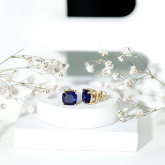 3 CT Lab Grown Blue Sapphire Solitaire Stud Earring With Certificate