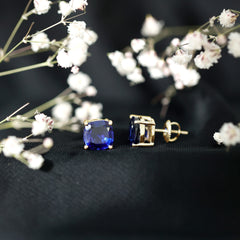 3 CT Lab Grown Blue Sapphire Solitaire Stud Earring With Certificate