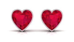4 Carat Heart Shape Lab Grown Ruby Stud Earrings for Women