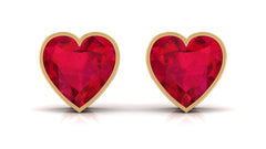 4 Carat Heart Shape Lab Grown Ruby Stud Earrings for Women