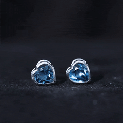 3 CT London Blue Topaz Heart Stud Earrings for Women