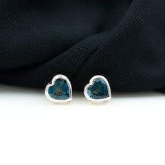 3 CT London Blue Topaz Heart Stud Earrings for Women