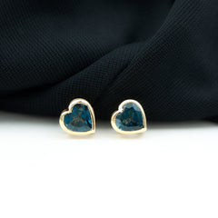 3 CT London Blue Topaz Heart Stud Earrings for Women