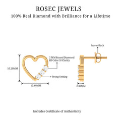 Diamond Heart Shape Stud Earring for Women
