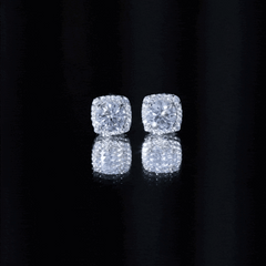 Round Cut Moissanite Classic Halo Stud Earrings