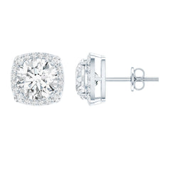 Round Cut Moissanite Classic Halo Stud Earrings