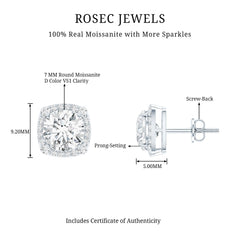 Round Cut Moissanite Classic Halo Stud Earrings