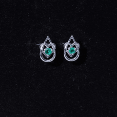 Real Emerald Teardrop and Heart Stud Earrings