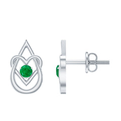 Real Emerald Teardrop and Heart Stud Earrings