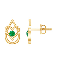 Real Emerald Teardrop and Heart Stud Earrings