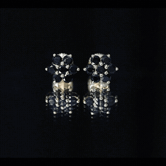 Natural Black Spinel Floral Cluster Stud Earrings