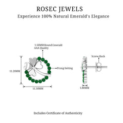 0.50 CT Emerald Eternity and Gold Clover Stud Earrings