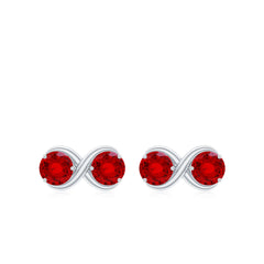 1.50 CT Two Stone Infinity Stud Earrings with Created Ruby for Women