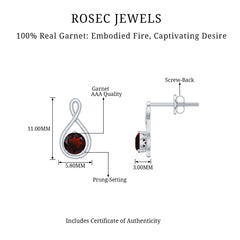 0.50 CT Round Cut Garnet Solitaire Infinity Stud Earrings