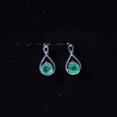 1 Carat Round Cut Emerald Solitaire Stud Earrings