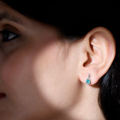 1 Carat Round Cut Emerald Solitaire Stud Earrings