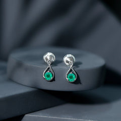 1 Carat Round Cut Emerald Solitaire Stud Earrings