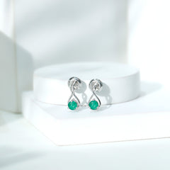 1 Carat Round Cut Emerald Solitaire Stud Earrings