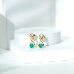 1 Carat Round Cut Emerald Solitaire Stud Earrings