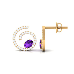 Certified Real Amethyst Swirl Earrings with Diamond