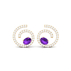 Certified Real Amethyst Swirl Earrings with Diamond