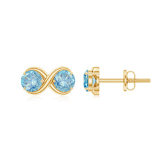 Real Aquamarine Infinity Stud Earrings