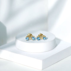 Real Aquamarine Infinity Stud Earrings