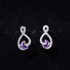 Amethyst Infinity Stud Earrings with Diamond