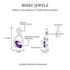 Amethyst Infinity Stud Earrings with Diamond
