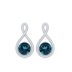 1/2 CT London Blue Topaz Solitaire Infinity Stud Earrings