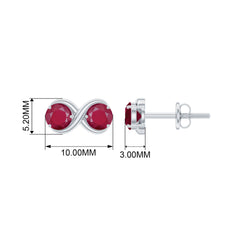 1 CT Simple Ruby Two Stone Infinity Stud Earrings
