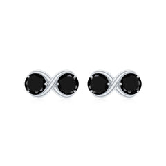 Natural Black Onyx Infinity Earrings with Screw Back