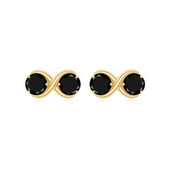 Natural Black Onyx Infinity Earrings with Screw Back