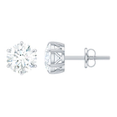 Claw Set Moissanite Solitaire Stud Earrings with Screw Backs