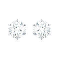 Claw Set Moissanite Solitaire Stud Earrings with Screw Backs