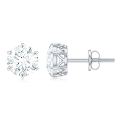 Claw Set Moissanite Solitaire Stud Earrings with Screw Backs