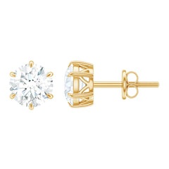 Claw Set Moissanite Solitaire Stud Earrings with Screw Backs