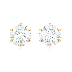 Claw Set Moissanite Solitaire Stud Earrings with Screw Backs