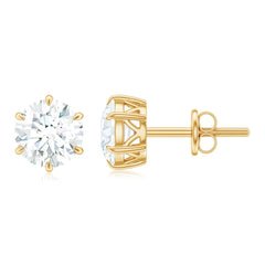 Claw Set Moissanite Solitaire Stud Earrings with Screw Backs
