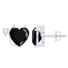 Certified Lab Grown Black Diamond Gothic Stud Earrings with Diamond