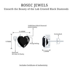 Certified Lab Grown Black Diamond Gothic Stud Earrings with Diamond