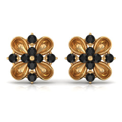 Lab Grown Black Diamond Flower Stud Earrings for Women