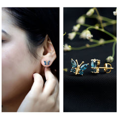 Butterfly Stud Earrings with London Blue Topaz