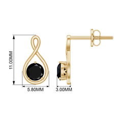 4 MM Created Black Diamond Gold Infinity Stud Earrings