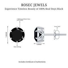 Natural Black Onyx December Birthstone Earrings with Screw Back