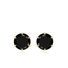 Natural Black Onyx December Birthstone Earrings with Screw Back