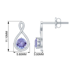 1/2 CT Round Shape Tanzanite Infinity Stud Earring for Women
