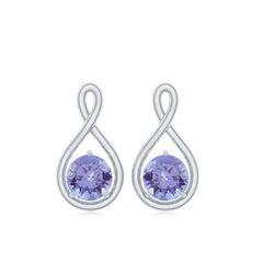 1/2 CT Round Shape Tanzanite Infinity Stud Earring for Women