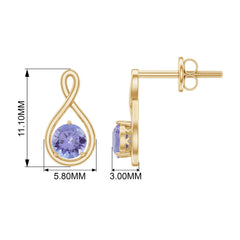1/2 CT Round Shape Tanzanite Infinity Stud Earring for Women