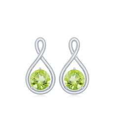 4 MM Peridot Solitaire Gold Infinity Stud Earring